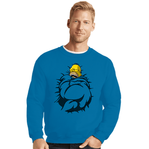 Daily_Deal_Shirts Crewneck Sweater, Unisex / Small / Sapphire Big Toasty Cinnamon Bun