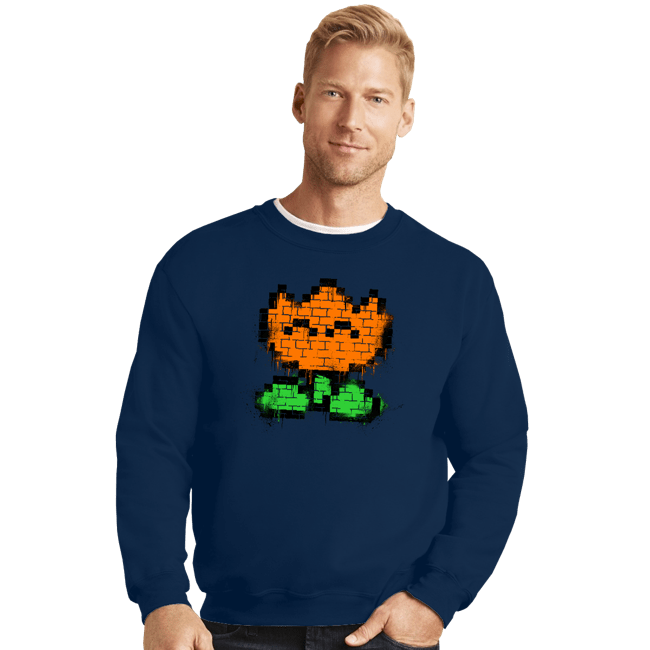 Secret_Shirts Crewneck Sweater, Unisex / Small / Navy Flower Graffiti