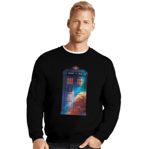 Shirts Crewneck Sweater, Unisex / Small / Black Tardis Color
