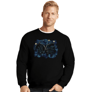 Secret_Shirts Crewneck Sweater, Unisex / Small / Black Starry Alien