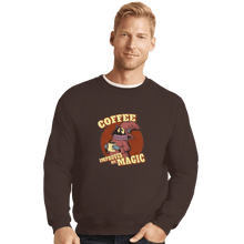 Load image into Gallery viewer, Shirts Crewneck Sweater, Unisex / Small / Dark Chocolate Coffee Improves My Magic
