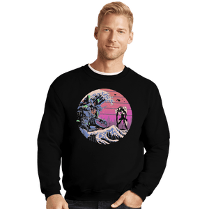 Shirts Crewneck Sweater, Unisex / Small / Black Retro Wave EVA