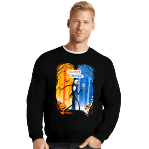 Daily_Deal_Shirts Crewneck Sweater, Unisex / Small / Black Two Worlds!