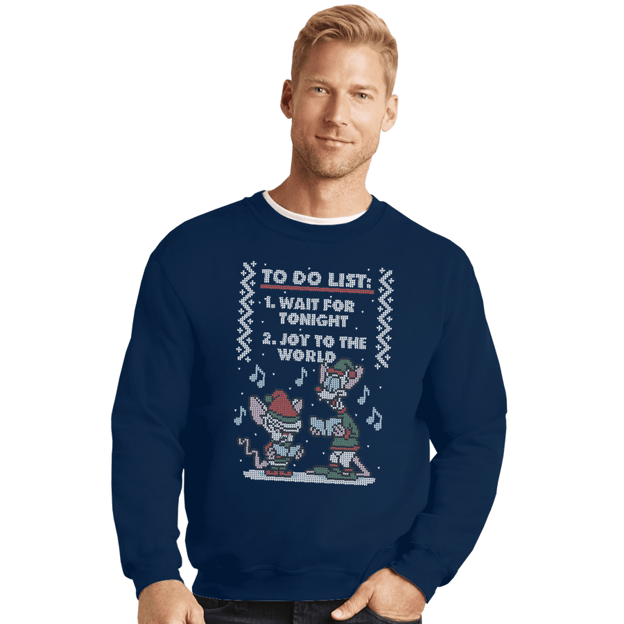 Shirts Crewneck Sweater, Unisex / Small / Navy Christmas List