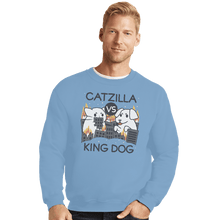Load image into Gallery viewer, Shirts Crewneck Sweater, Unisex / Small / Powder Blue Catzilla VS King Dog
