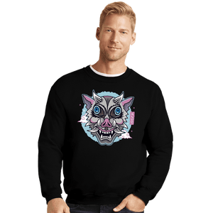 Shirts Crewneck Sweater, Unisex / Small / Black Boar Oni Mask