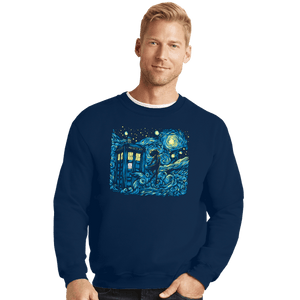 Daily_Deal_Shirts Crewneck Sweater, Unisex / Small / Navy Dreams Of Time And Space