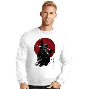 Shirts Crewneck Sweater, Unisex / Small / White Mandalorian Samurai