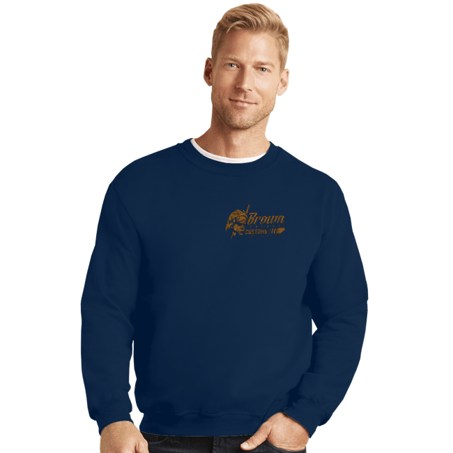 Sold_Out_Shirts Crewneck Sweater, Unisex / Small / Navy Giga Watts Garage