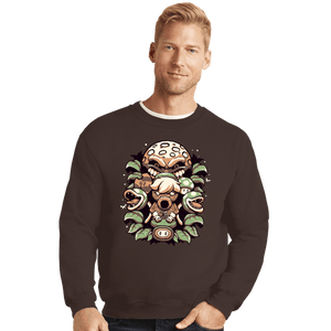 Shirts Crewneck Sweater, Unisex / Small / Dark Chocolate Retro Garden