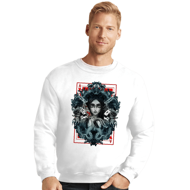 Daily_Deal_Shirts Crewneck Sweater, Unisex / Small / White The Madness