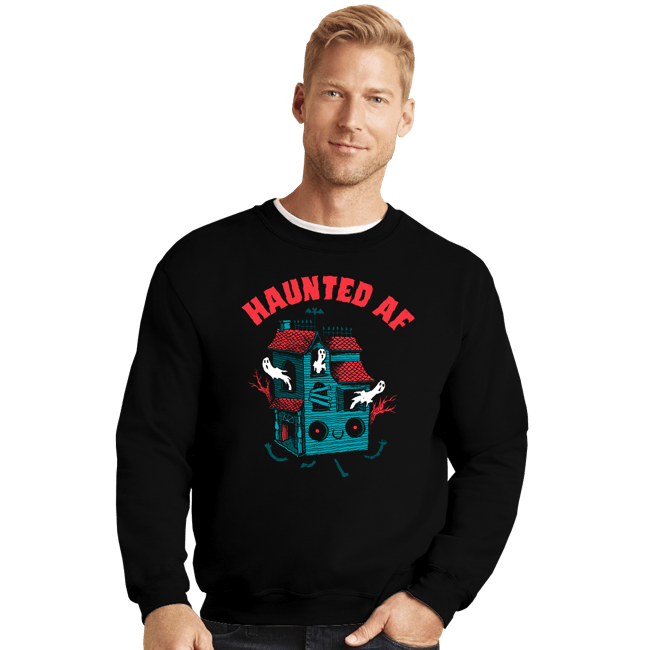 Secret_Shirts Crewneck Sweater, Unisex / Small / Black Haunted AF