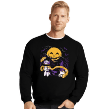 Load image into Gallery viewer, Daily_Deal_Shirts Crewneck Sweater, Unisex / Small / Black Magical Halloween Moon

