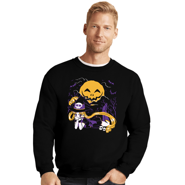 Daily_Deal_Shirts Crewneck Sweater, Unisex / Small / Black Magical Halloween Moon