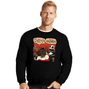Daily_Deal_Shirts Crewneck Sweater, Unisex / Small / Black Skellington Slap