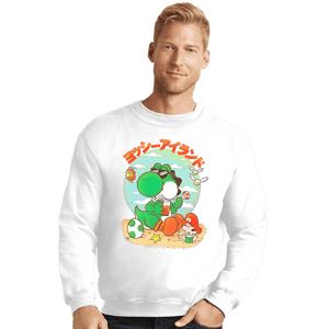 Daily_Deal_Shirts Crewneck Sweater, Unisex / Small / White Yoshi Vacation