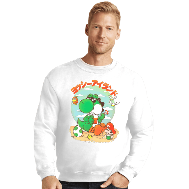 Daily_Deal_Shirts Crewneck Sweater, Unisex / Small / White Yoshi Vacation