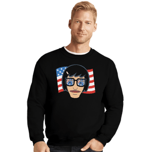 Shirts Crewneck Sweater, Unisex / Small / Black Star Spangled Butt