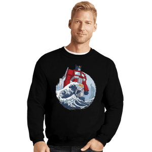 Shirts Crewneck Sweater, Unisex / Small / Black Wave Optimus