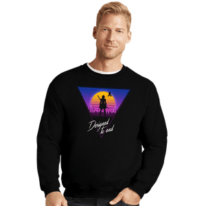 Daily_Deal_Shirts Crewneck Sweater, Unisex / Small / Black Retro Android