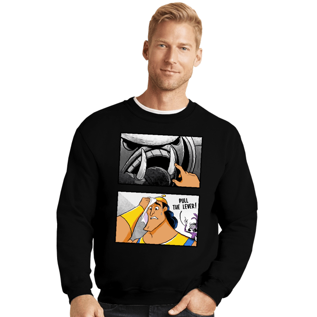 Daily_Deal_Shirts Crewneck Sweater, Unisex / Small / Black Pull The Lever