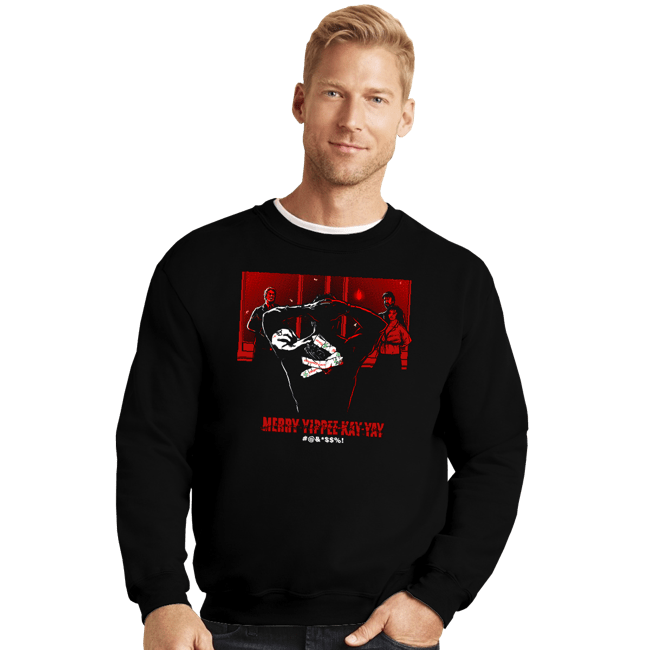 Daily_Deal_Shirts Crewneck Sweater, Unisex / Small / Black Merry Yippee Kay Yay