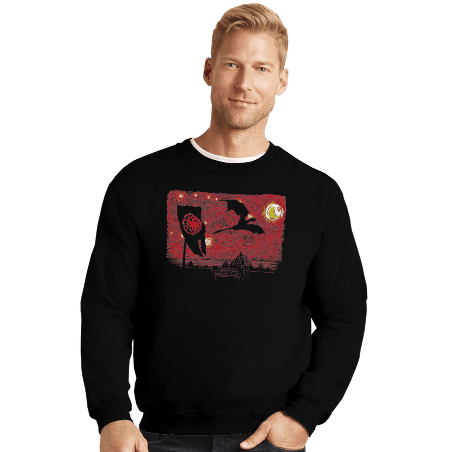 Shirts Crewneck Sweater, Unisex / Small / Black Starry Dragon