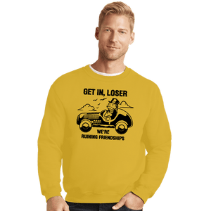 Daily_Deal_Shirts Crewneck Sweater, Unisex / Small / Gold Mean Uncle Pennybags