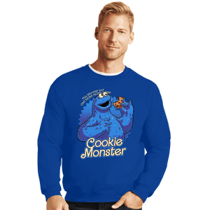Daily_Deal_Shirts Crewneck Sweater, Unisex / Small / Royal Blue Cookie Monster Doll