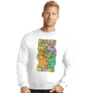 Secret_Shirts Crewneck Sweater, Unisex / Small / White Hangry Hippos