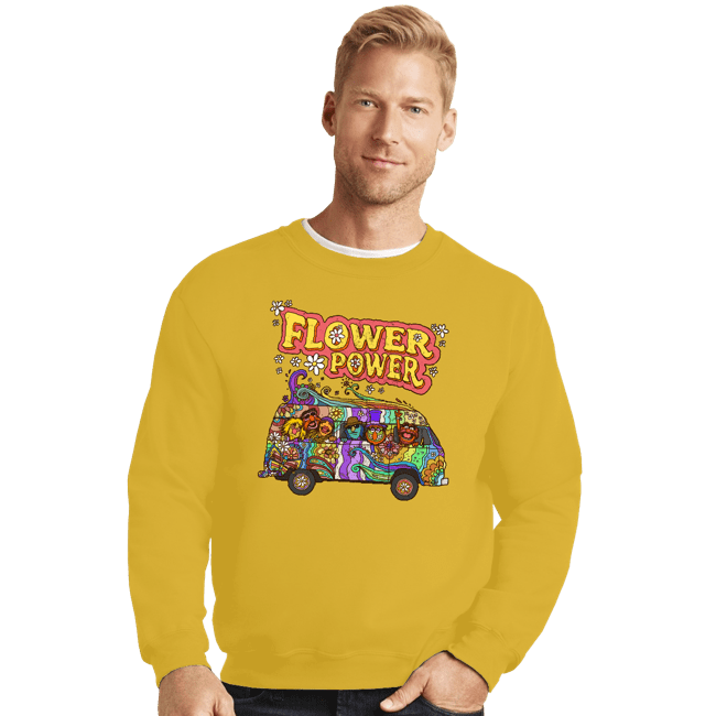 Last_Chance_Shirts Crewneck Sweater, Unisex / Small / Gold Flower Power