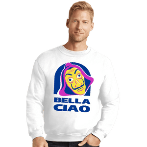 Shirts Crewneck Sweater, Unisex / Small / White Bella Ciao Tacos