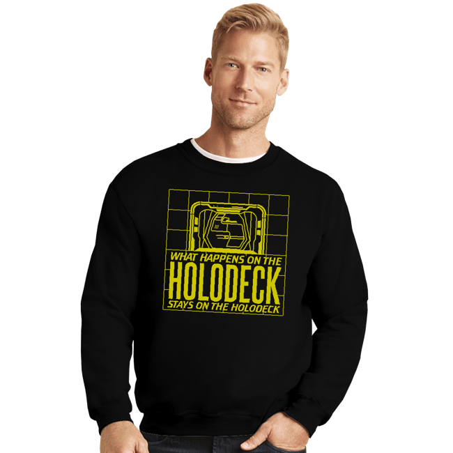 Secret_Shirts Crewneck Sweater, Unisex / Small / Black What Happens On The Holodeck