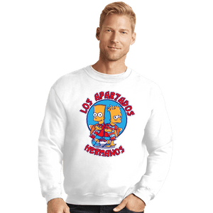 Daily_Deal_Shirts Crewneck Sweater, Unisex / Small / White Los Apartados Hermanos