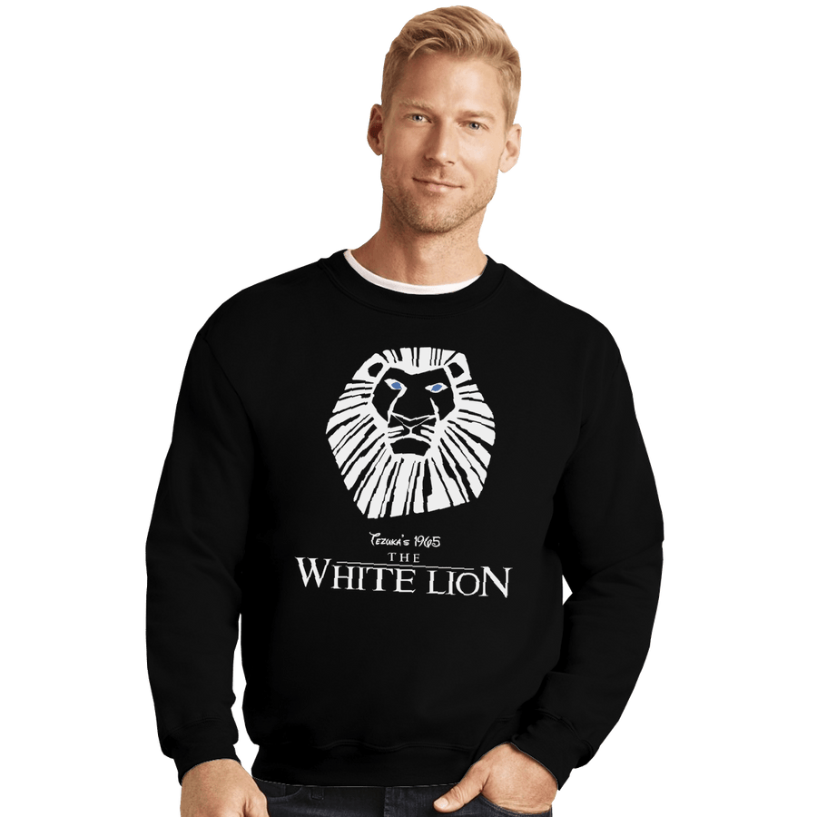 Shirts Crewneck Sweater, Unisex / Small / Black White Lion