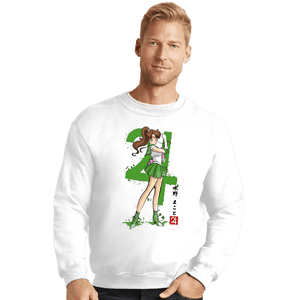 Daily_Deal_Shirts Crewneck Sweater, Unisex / Small / White Jupiter Sumi-e