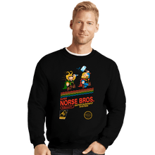 Load image into Gallery viewer, Secret_Shirts Crewneck Sweater, Unisex / Small / Black Super Norse Bros
