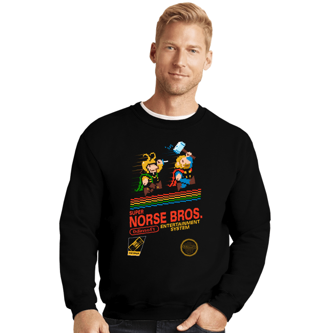 Secret_Shirts Crewneck Sweater, Unisex / Small / Black Super Norse Bros