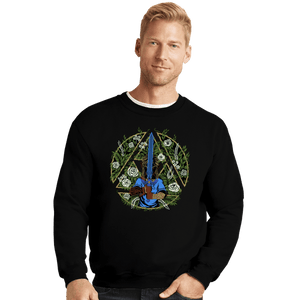 Daily_Deal_Shirts Crewneck Sweater, Unisex / Small / Black Warrior In The Forest