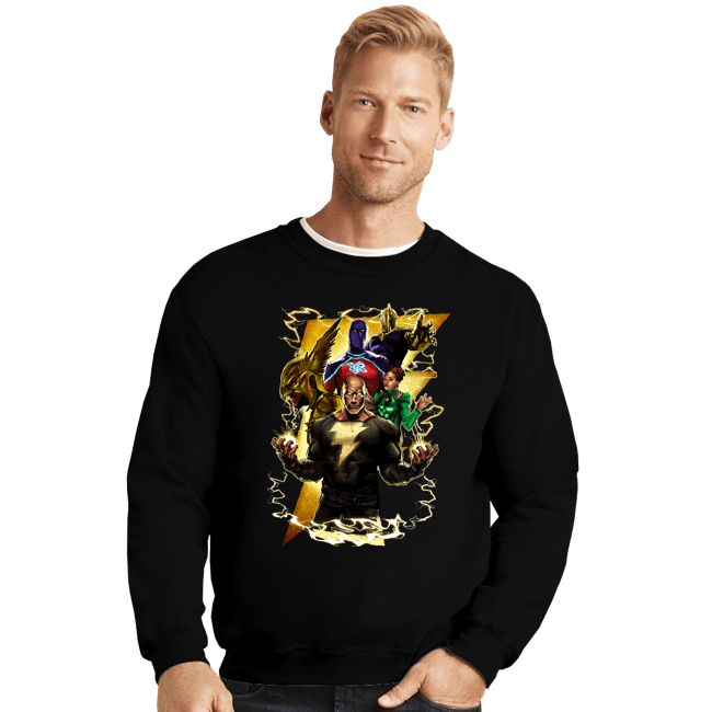 Daily_Deal_Shirts Crewneck Sweater, Unisex / Small / Black Pumped Thunder