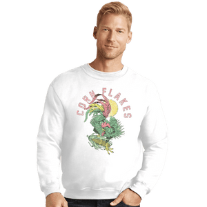 Shirts Crewneck Sweater, Unisex / Small / White Corn Flakes