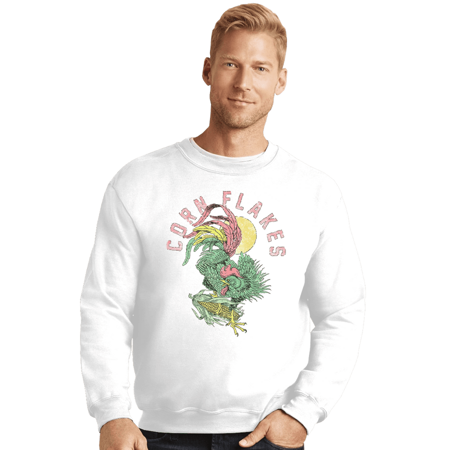 Shirts Crewneck Sweater, Unisex / Small / White Corn Flakes