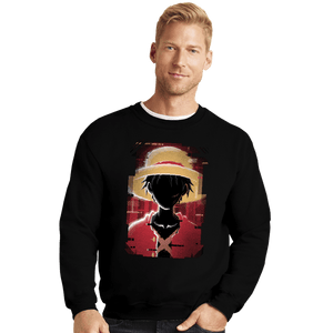 Shirts Crewneck Sweater, Unisex / Small / Black Glitch Luffy