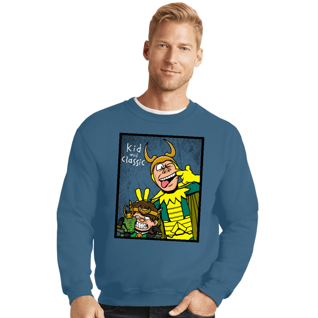 Shirts Crewneck Sweater, Unisex / Small / Indigo Blue Kid And Classic