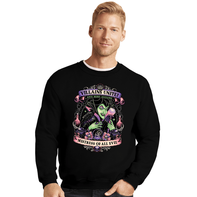 Daily_Deal_Shirts Crewneck Sweater, Unisex / Small / Black Villains Unite Maleficent