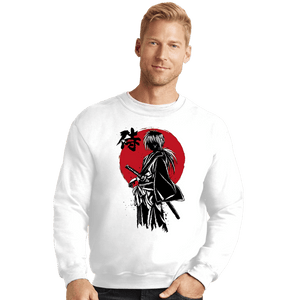 Daily_Deal_Shirts Crewneck Sweater, Unisex / Small / White Kenshin Sumi-e