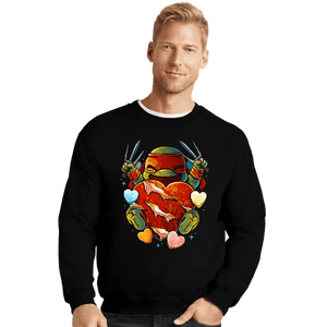 Daily_Deal_Shirts Crewneck Sweater, Unisex / Small / Black Love Turtle