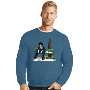 Shirts Crewneck Sweater, Unisex / Small / Indigo Blue Sad Spike