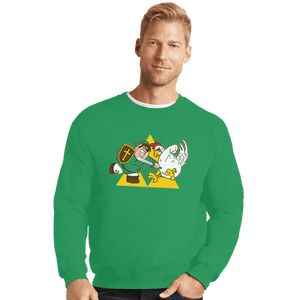 Shirts Crewneck Sweater, Unisex / Small / Irish Green Hylian Guy