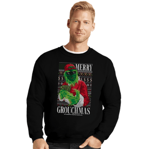 Daily_Deal_Shirts Crewneck Sweater, Unisex / Small / Black Merry Grouchmas Ugly Sweater